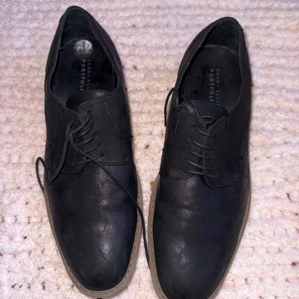 Perry Ellis Portfolio Sterling Size 11.5 Black Dress Shoes